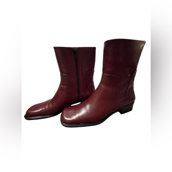 Vero Cuoio Nickels Italy Leather Square Toe Boots | Burgandy | Size: 7.5 - Picture 3 of 13
